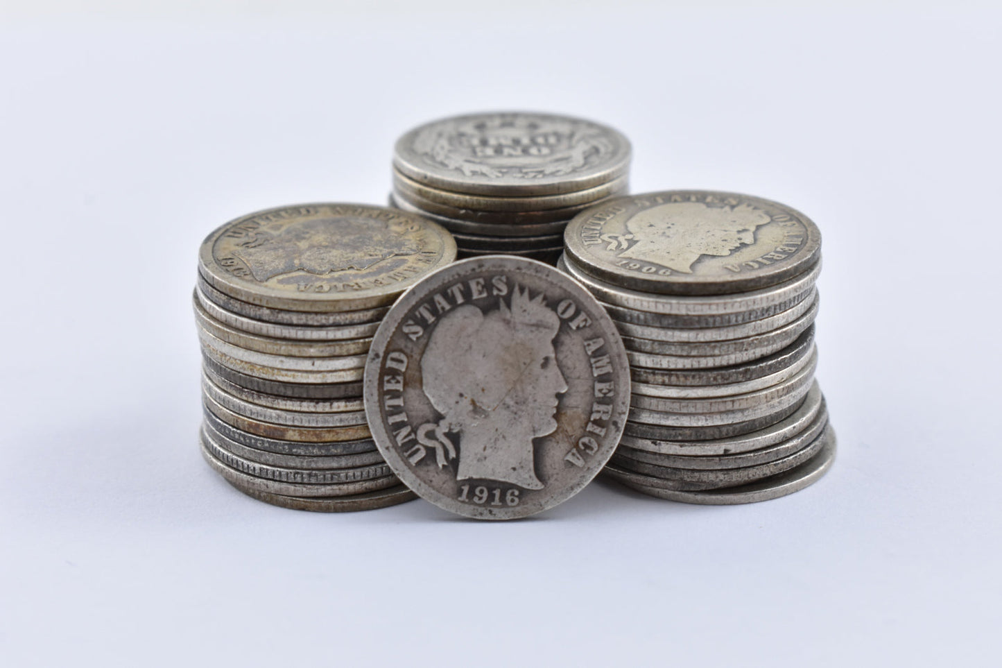 Roll 1892-1916 Barber 90% Silver Dimes Roll 50 Coin Lot Collection