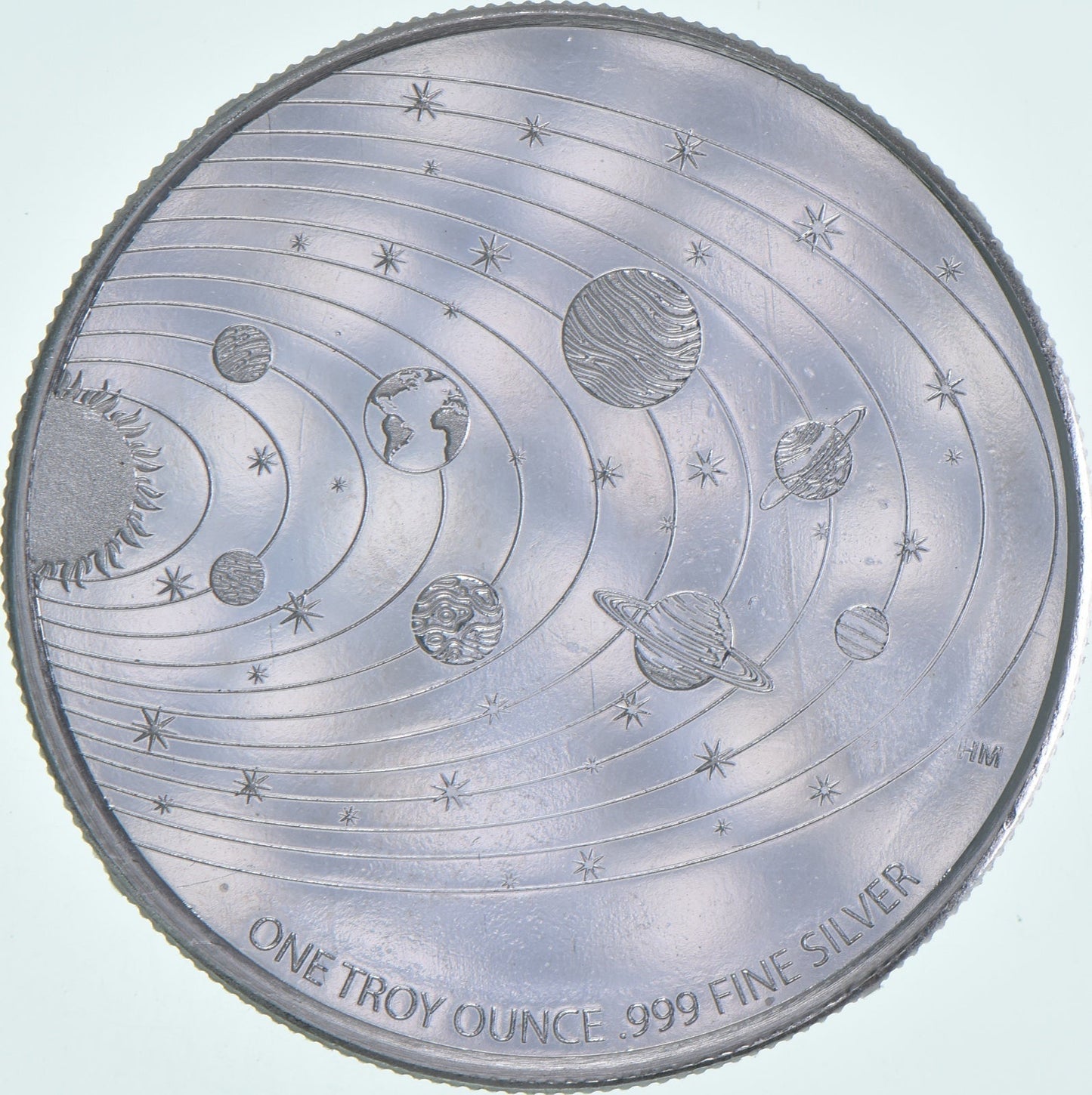 1 Troy Oz .999 Fine Silver Alien Enamel Solar System Round