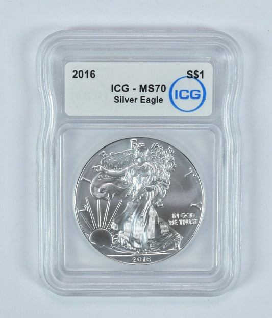 2016 American Silver Eagle MS70 ICG White Label
