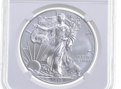 MS70 2014 W BURNISHED SILVER EAGLE NGC CLASSIC BROWN LABEL
