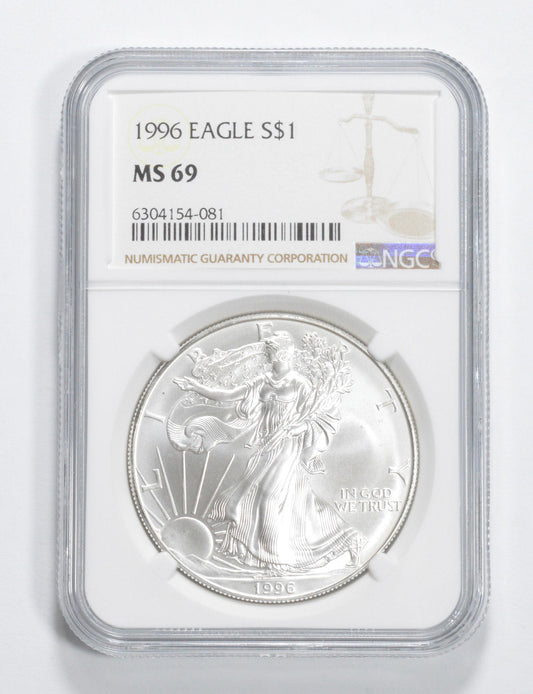 MS69 1996 American Silver Eagle NGC Brown Label