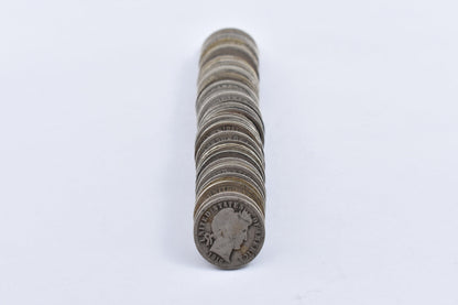 Roll 1892-1916 Barber 90% Silver Dimes Roll 50 Coin Lot Collection