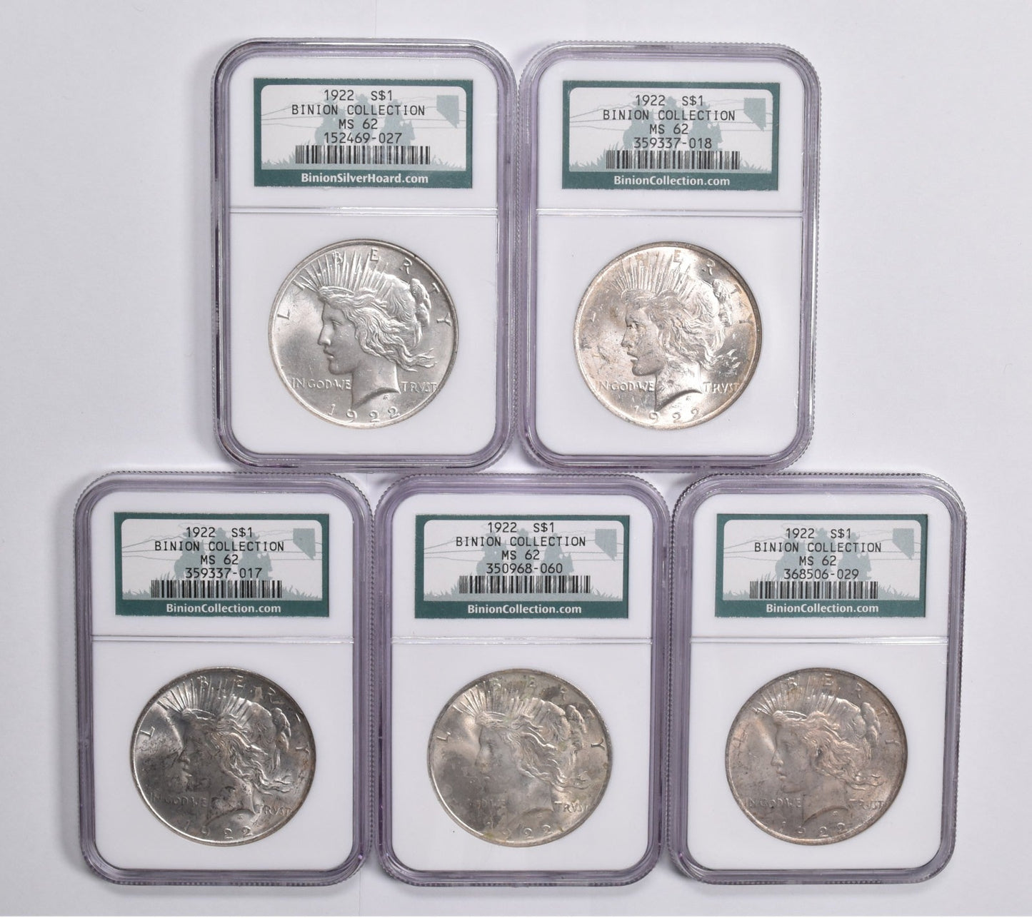 MS62 1922 Peace Dollar Binion Silver Hoard - NGC