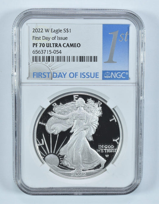 2022-W American Silver Eagle FDOI PF70 UCAM NGC 1st Label